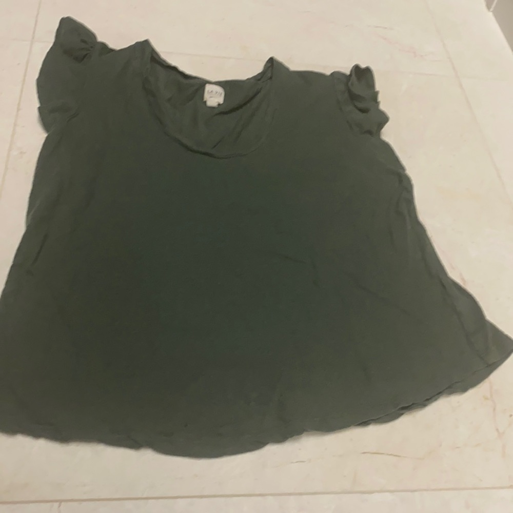 Rebecca Taylor La Vie Ruffle Sleeve Tee size XL